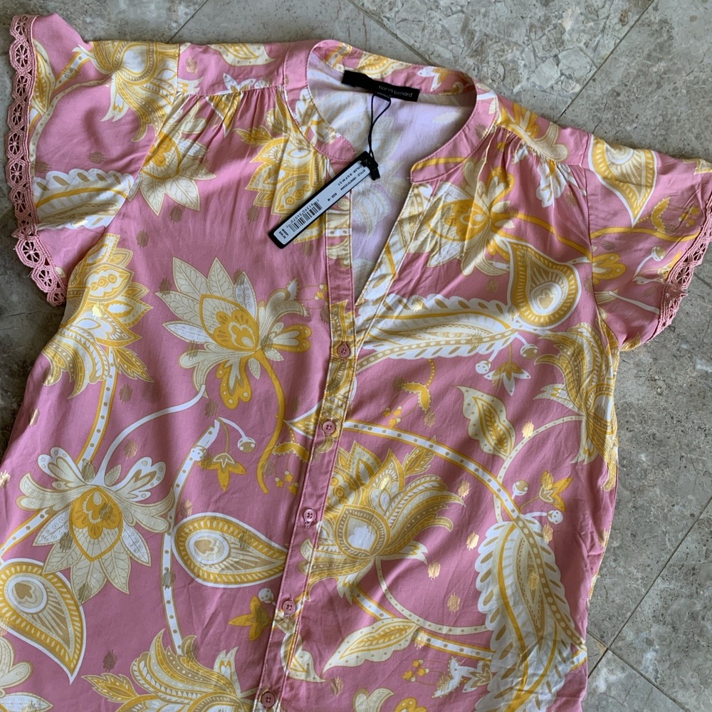 NWT Women's HARVE BENARD Flatter Sleeve BOHO Blouse- Size Medium V Neck Pink